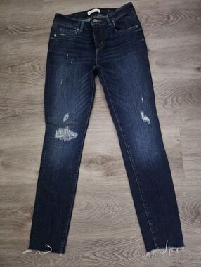 LOFT Skinny Distressed Dark Blue Jeans